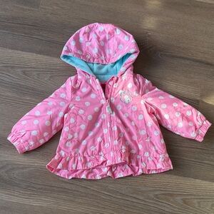 London Fog Baby girl fleece lined polka dot flower embroidered jacket -6-9m